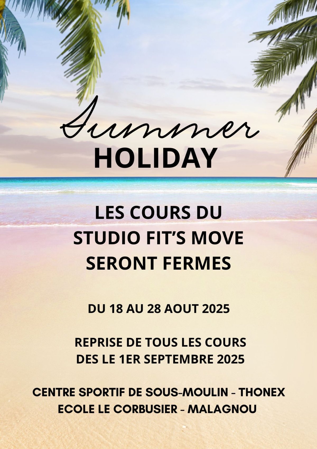 Reprise de nos cours dès le 1er septembre 2025